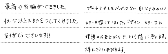 T様 (桜G/シャンパンG ウッドのような素朴印象の結婚指輪)　