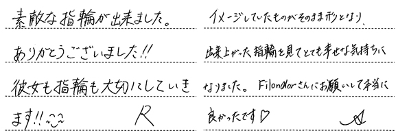 M様 (Pt ダイアモンドが輝くウェーブの結婚指輪)