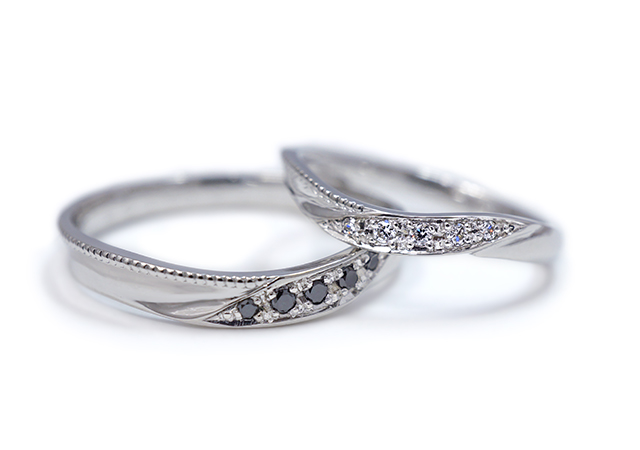 T様 (Pt ダイアモンド＆ブラックダイヤの結婚指輪) - 結婚指輪作品集｜アトリエ・フィロンドール（結婚指輪・婚約指輪）