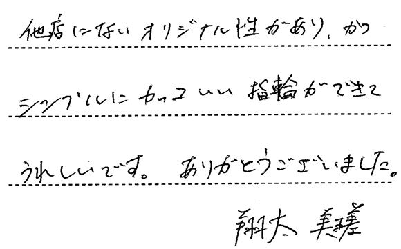 翔太・美瑳様 (Pt プラチナロープの結婚指輪)