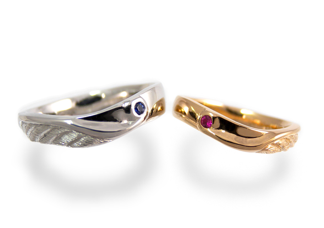 S様（K18PG/WG 天使の羽根＆ハートモチーフマリッジリング） - 結婚指輪作品集｜アトリエ・フィロンドール（結婚指輪・婚約指輪）