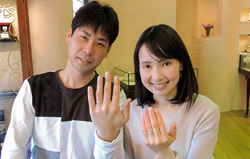 S様 (Pt 桜と赤漆の結婚指輪)